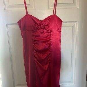 Elegant Hot Pink Satin Dress